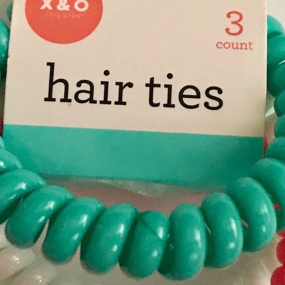 New 3 Hair Ties “Impulse” Pink Green White Cool X & O Design Group ages  13 & up - Picture 13 of 14
